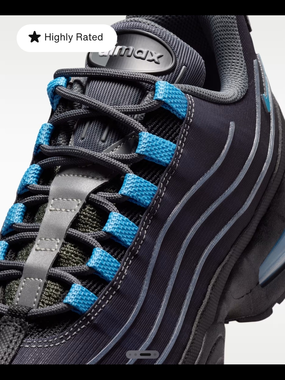 Nike Air Max 95 Black with Blue Accents Men's Size 10 New In Box! - Picture 7 of 10
